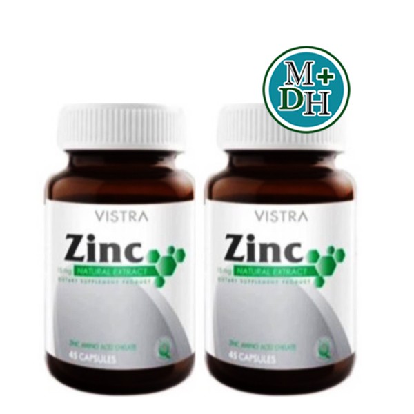 ภาพสินค้าVistra Zinc 15 mg วิสทร้า ซิงก์ ลดอาการหวัด สิว ฝ้า หน้ามัน ดูแล เส้นผม และ เล็บ ขนาด 45 เม็ด จำนวน 2 ขวด (2X12638) จากร้าน medicalhub115 บน Shopee ภาพที่ 1