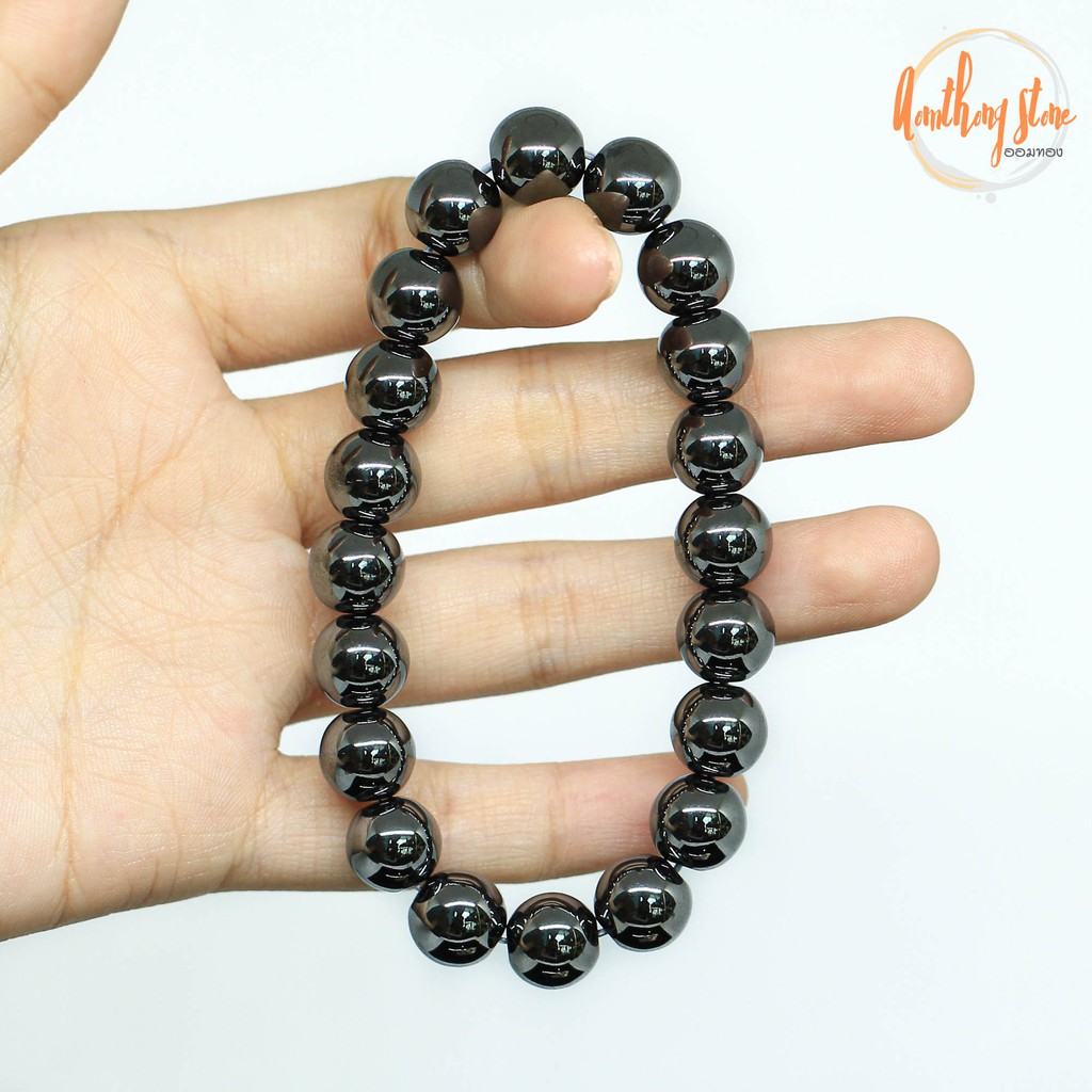 แร่เฮมาไทต์-หินเพชรดำ-ขนาด-10-มิล-hematite-กำไลหินมงคล-แร่ในตระกูลเหล็กไหล-กำไลหินแท้