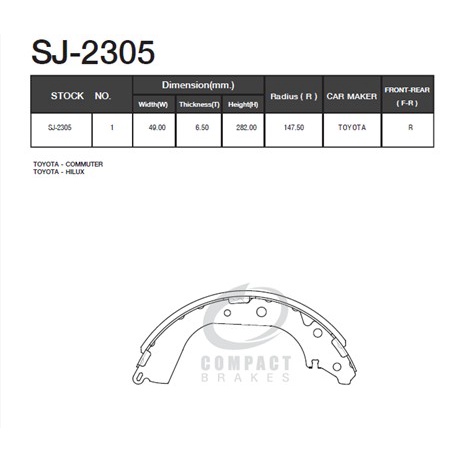 compact-brakes-tcn-2305-ผ้าเบรคหลังสำหรับรถ-toyota-ไมตี้-เอ๊กซ์-4wd-toyota-tiger-4wd-toyota-commuter-ปี-2011-2014