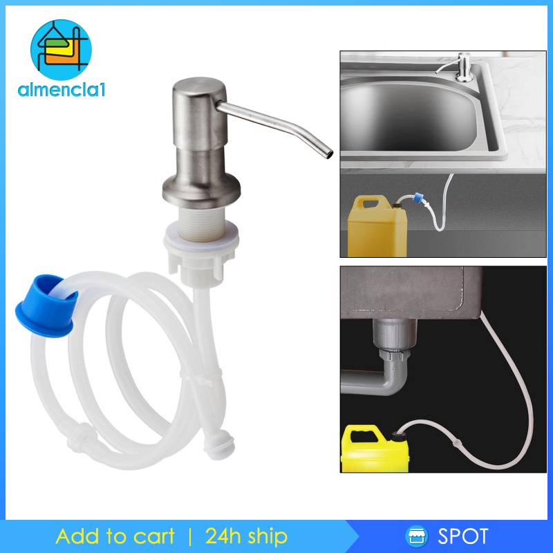 พร้อมสต็อก-almencla1-stainless-steel-sink-soap-dispenser-pump-head-w-extension-silicone-tube-silver