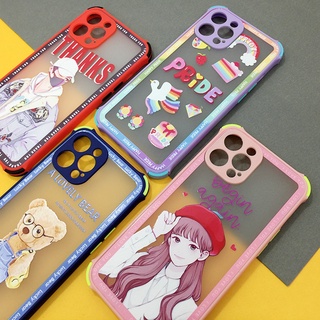 พร้อมส่ง เคสSAMSUNG A02 เคสกันกระแทกกันกล้อง เคสกันเลนส์กล้อง หลังขุ่น การ์ตูนน่ารัก ขอบสี เคสแฟชั่น