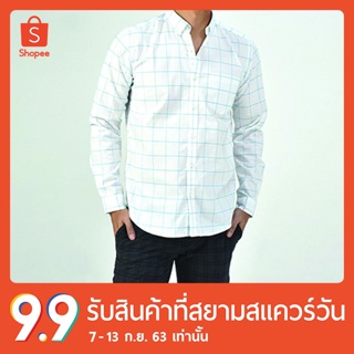erawon Shop 0817WM เสื้อเชิ้ตผู้ชาย อ็อกส์ฟอร์ด GRAPH CHECKED ทรง Regular fit  สี White Madera