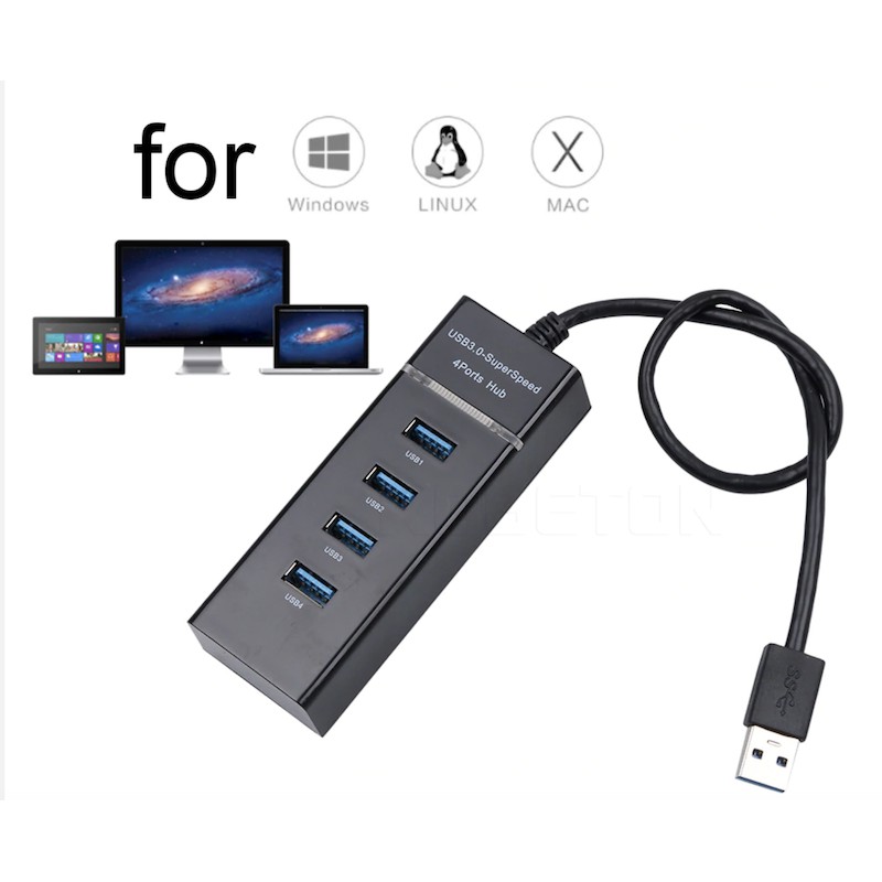 ภาพหน้าปกสินค้า2019 ใหม่ฮับ USB ความเร็วสูง 4 พอร์ตฮับ USB 3.0 USB Adapter สำหรับ PC แล็ปท็อปอุปกรณ์เสริมคอมพิวเตอร์