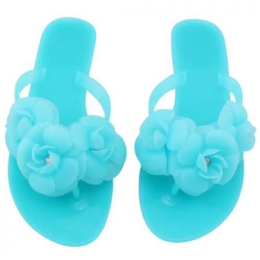 รองเท้าแตะผู้หญิง-แบบหูหนีบลายดอกไม้-สีฟ้า-ราคาต่อ-1-ชิ้น-เลือก-size-ได้เลยค่ะ
