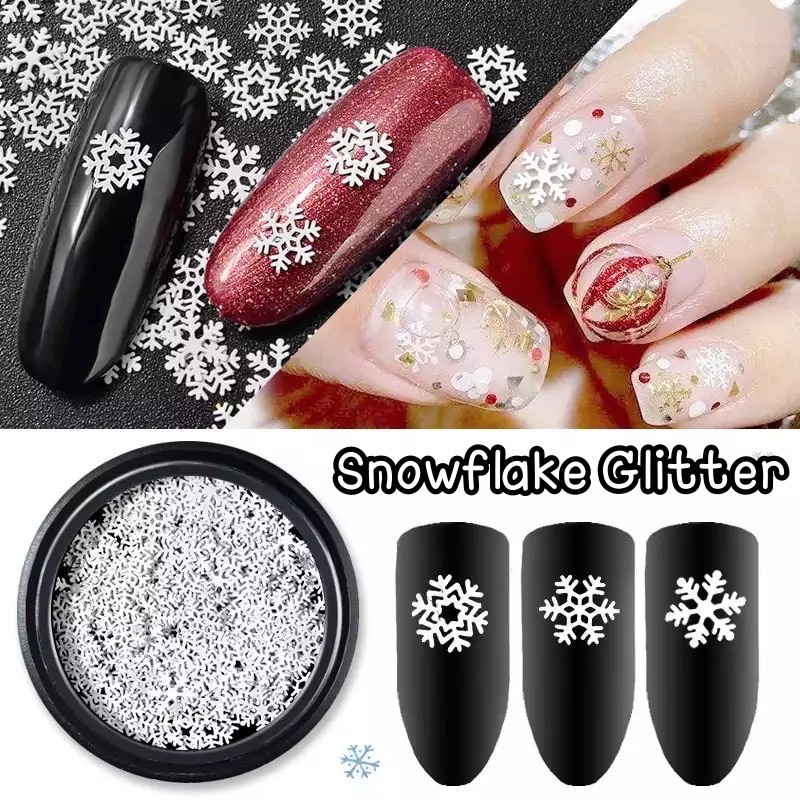 พร้อมส่ง-snowflake-glitter-กลิตเตอร์เกล็ดหิมะ-กลิตเตอร์ติดเล็บ-กลิตเตอร์คริสต์มาสติดเล็บ