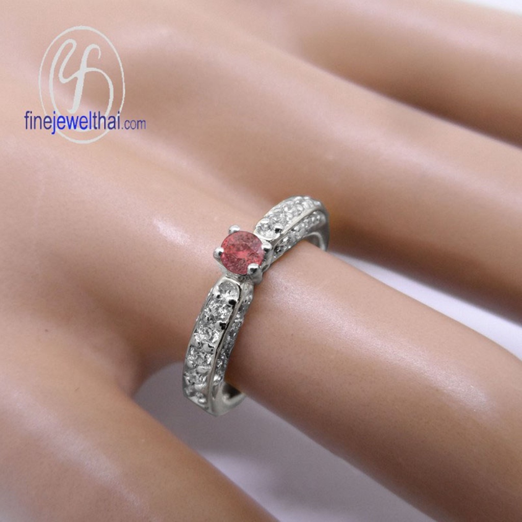 finejewelthai-แหวนทับทิม-ทับทิม-แหวนพลอย-แหวนcz-แหวนเงินแท้-พลอยประจำเดือนเกิด-ruby-silver-ring-birthstone-r1294rb