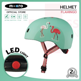 Micro Helmet หมวกกันน็อคสำหรับเด็ก ป้องกันอุบัติเหตุขณะเล่นสกู๊ตเตอร์ ลาย Flamingo