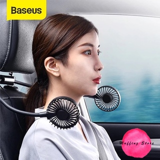 ภาพขนาดย่อของสินค้าถูกจริง/ส่งไว Baseus พัดลมติดเบาะรถยนต์ พัดลมพกพา(เสียงเงียบ) Two-Headed Vehicle Fan Mini USB Flexible Silent Fan