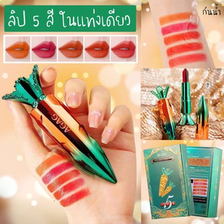สินค้า ลิป 5 สี ในแท่งเดียว Lipstick 5 Colors AGAG carotene ลิปเครอท 1 แท่ง ทาได้ถึง 5 เฉดสี คุ้มมาก