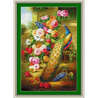 ชุดปักครอสติช นกยูง ความมั่งคั่งและเกียรติยศ (Peacock, wealth and honour Cross stitch kit)