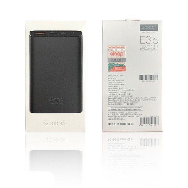 ภาพสินค้าแบตสำรอง Eloop E36 12000 mAh แท้ รับประกัน 1 ปี รองรับ Quick Charge 3.0/2.0 + Apple PD+ Fast Charge Power Bank จากร้าน fingadget บน Shopee ภาพที่ 6