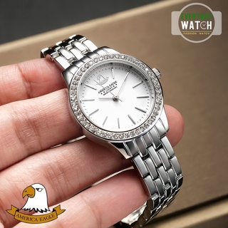 America Eagle นาฬิกาข้อมือผู้หญิง (ประกันตัวเครื่อง 3 เดือน) สายสแตนเลส-หน้าปัดขาว M17SW