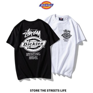 Dickies &amp; Stussy เสื้อยืดแขนสั้นพิมพ์ลายแฟชั่น