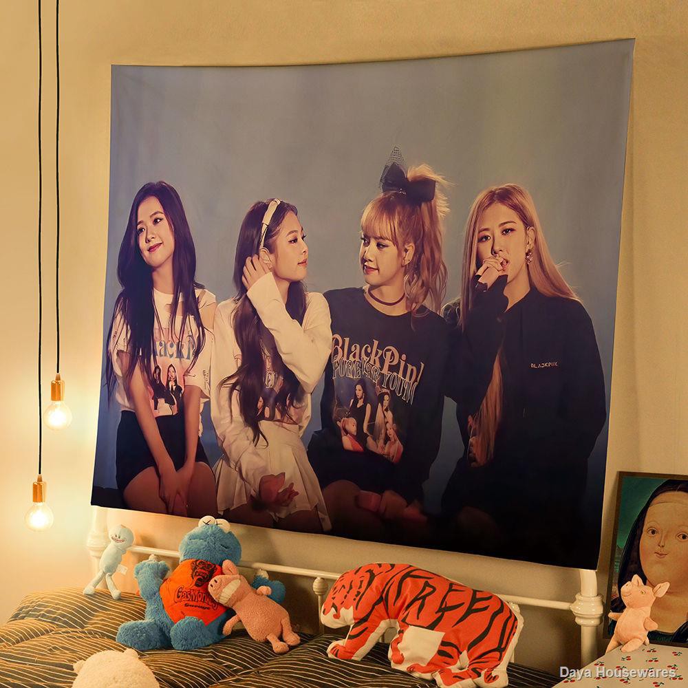 blackpink-พื้นหลังผ้า-zhixiu-lisa-zhini-ros-ห้องนอนแขวนผ้า-tapestry-ตกแต่งหอพักตกแต่งผ้า