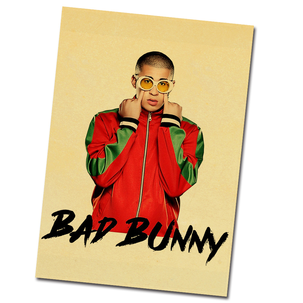 สติ๊กเกอร์โปสเตอร์-musician-bad-bunny-portraits-สําหรับติดตกแต่งผนังบ้าน