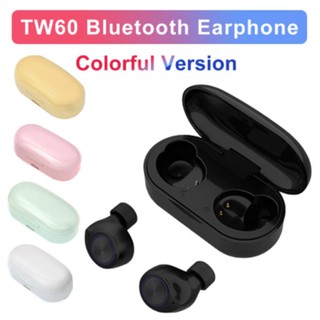 【BIG SALE】TW60 Tws หูฟังไร้สายแบบพกพาหูฟังบลูทูธ 5.0 หูฟัง Touch True Mini Earbuds หูฟังสำหรับ Huawei Xiaomi