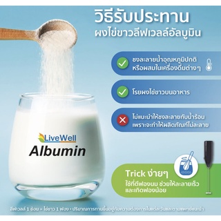 ภาพขนาดย่อของภาพหน้าปกสินค้าLive Well Egg Albumin โปรตีนไข่ขาว แบบเม็ด 120 แคปซูล ลีฟเวลล์อัลบูมินแคปซูล จากร้าน very_cheap_store บน Shopee ภาพที่ 4