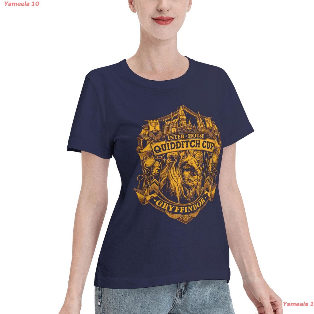 เสื้อยืดผู้ญิง-แฮร์รี่-พอตเตอร์-คลาสสิค-gold-lion-athletics-กริฟฟินดอร์-t-shirt-women-t-shirt-เสื้อยืดผูหญิง