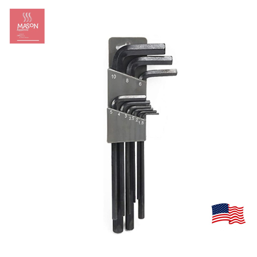 228910, Master Mechanic, 9Pc, Metric, Long Arm, Hex-L Key Setชุดประแจ ...