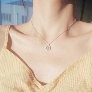 earika.earrings - gem Lunar necklace สร้อยคอเงินแท้จี้เพชร S92.5 ปรับขนาดได้