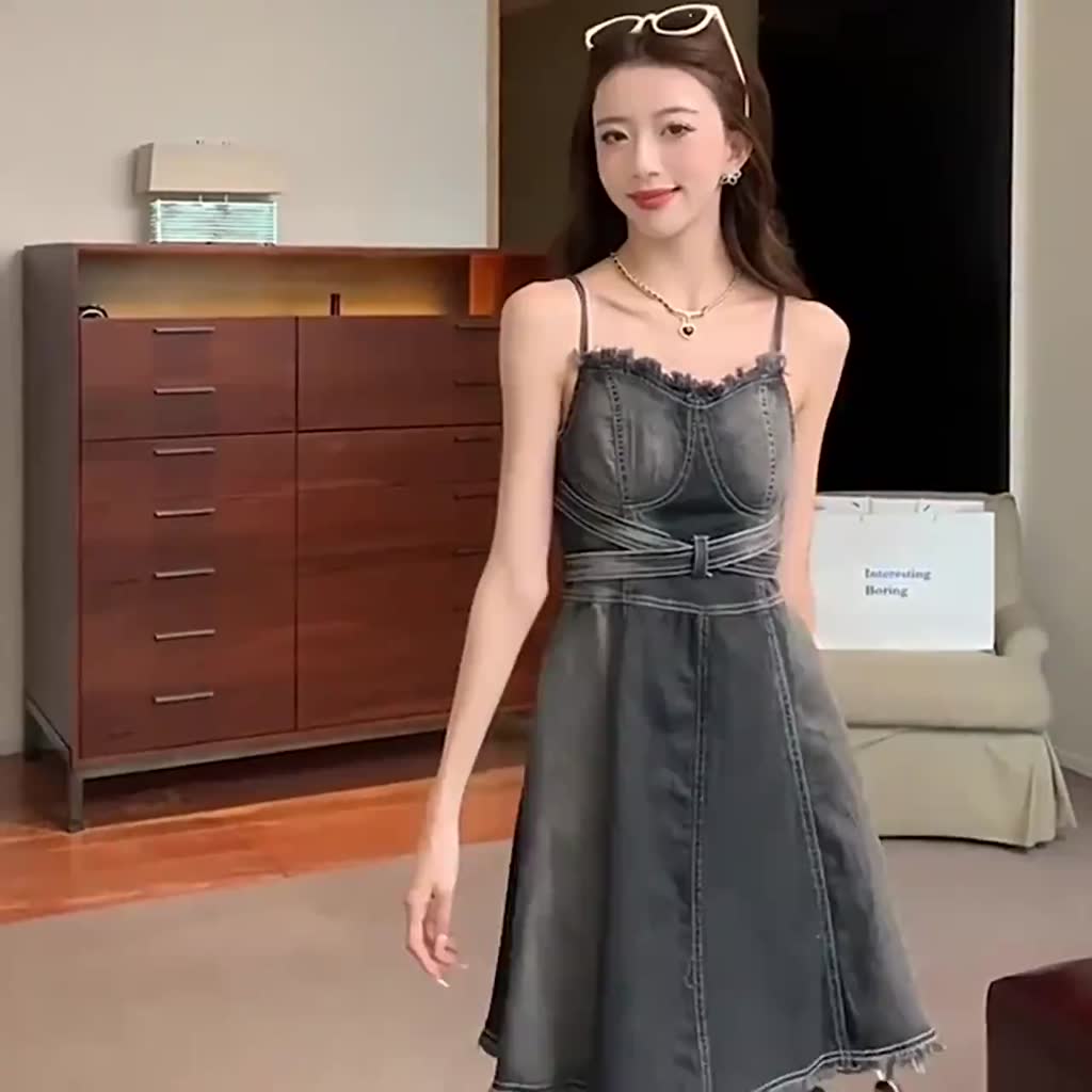ชุดเดรสจั๊มสูทยีน-ทรงเอ-แฟชั่นฤดูร้อน-สไตล์เกาหลี-สําหรับผู้หญิง