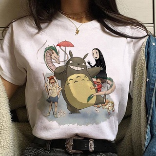 ฤดูร้อนญี่ปุ่น Anime Studio Ghibli Spirited Away Hayao Miyazaki Kawaii 3D พิมพ์เสื้อยืดผู้หญิง Harajuku Aesthetic TShirt