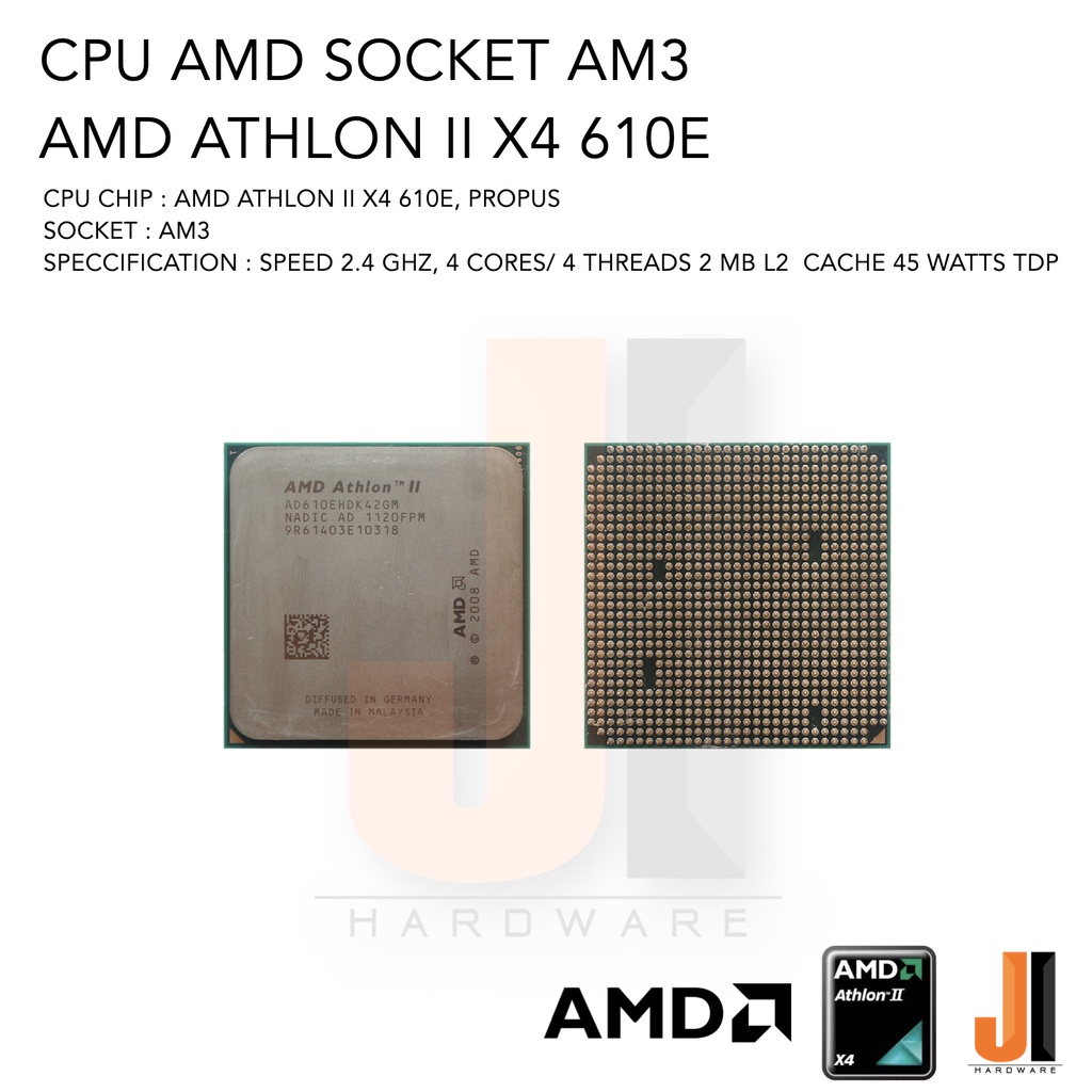 CPU AMD Athlon II X4 610e 4 Cores/ 4 Threads 2.4 Ghz 2 MB L2 Cache 45 ...