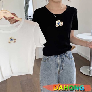 Dahong 💖พร้อมส่ง เสื้อครอปท็อป ครอปเกาหลี เสื้อยืด ผ้านุ่มใส่สบายมาก56021-1