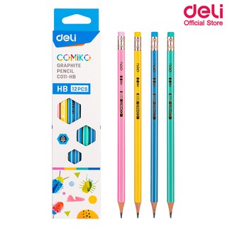 Deli C011-HB Graphite Pencil HB ดินสอไม้ HB ทรงหกเหลี่ยม แพ็ค 12 แท่ง ดินสอ เครื่องเขียน อุปกรณ์การเรียน ดินสอ2B school