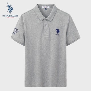 &gt;US POLO ASSN.เสื้อยืดแขนสั้นฤดูร้อนผู้ชายผ้าฝ้ายปกผ้าไหมน้ำแข็ง เสื้อยืดโปโล เสื้อเชิ้ต Loose Casual &lt;