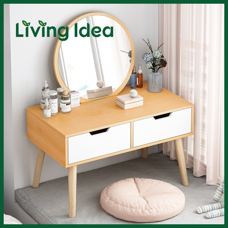 ภาพสินค้าLiving idea โต๊ะเครื่องแป้งสไตล์มินิมอล โต๊ะเเต่งหน้า สำหรับนั่งพื้น มีให้เลือก 2 แบบ จากร้าน living.idea บน Shopee ภาพที่ 1