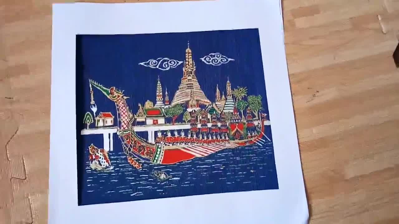 ภาพพิมพ์ศิลปะไทยบนผ้า-no-10-ภาพสัตว์ในตำนาน-exquisite-thai-art-a-vibrant-and-imaginative-depiction