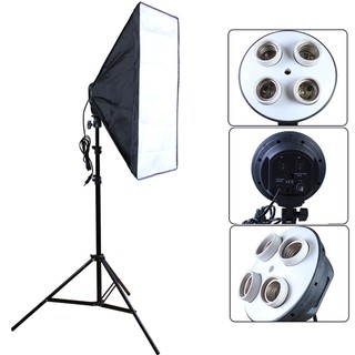 สินค้า ไฟสตูดิโอ Softbox 50x70cm พร้อมขั้วไฟ4ขั้วและขาตั้งไฟ2เมตร