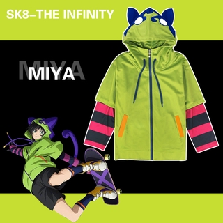 อะนิเมะ SK8 Infinity Miya คอสเพลย์ 3D พิมพ์น่ารักแมวหูซิปเสื้อมีฮู้ดเสื้อกันหนาวหมวก Reki