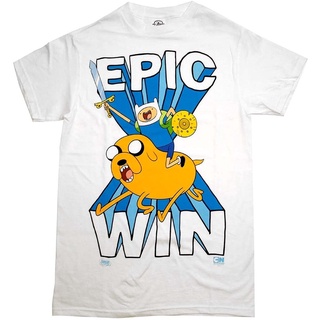 【🔥🔥】100%cotton เสื้อ ยืด ผ้า มัด ย้อม Adventure Time Epic Win Mens T-Shirt, Small White men เสื้อ ยืด ผู้ชาย คอกลม โอ