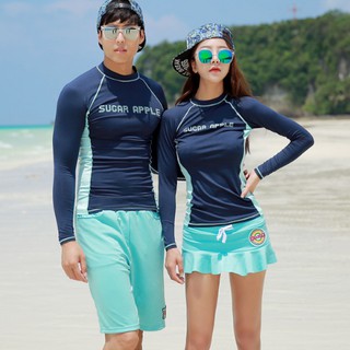 ภาพหน้าปกสินค้า(M-3XL)ชุดว่ายน้ำคู่รัก แขนยาว+กางเกงกระโปรง Sugar Apple สีน้ำเงิน-ฟ้า   #8030 ที่เกี่ยวข้อง