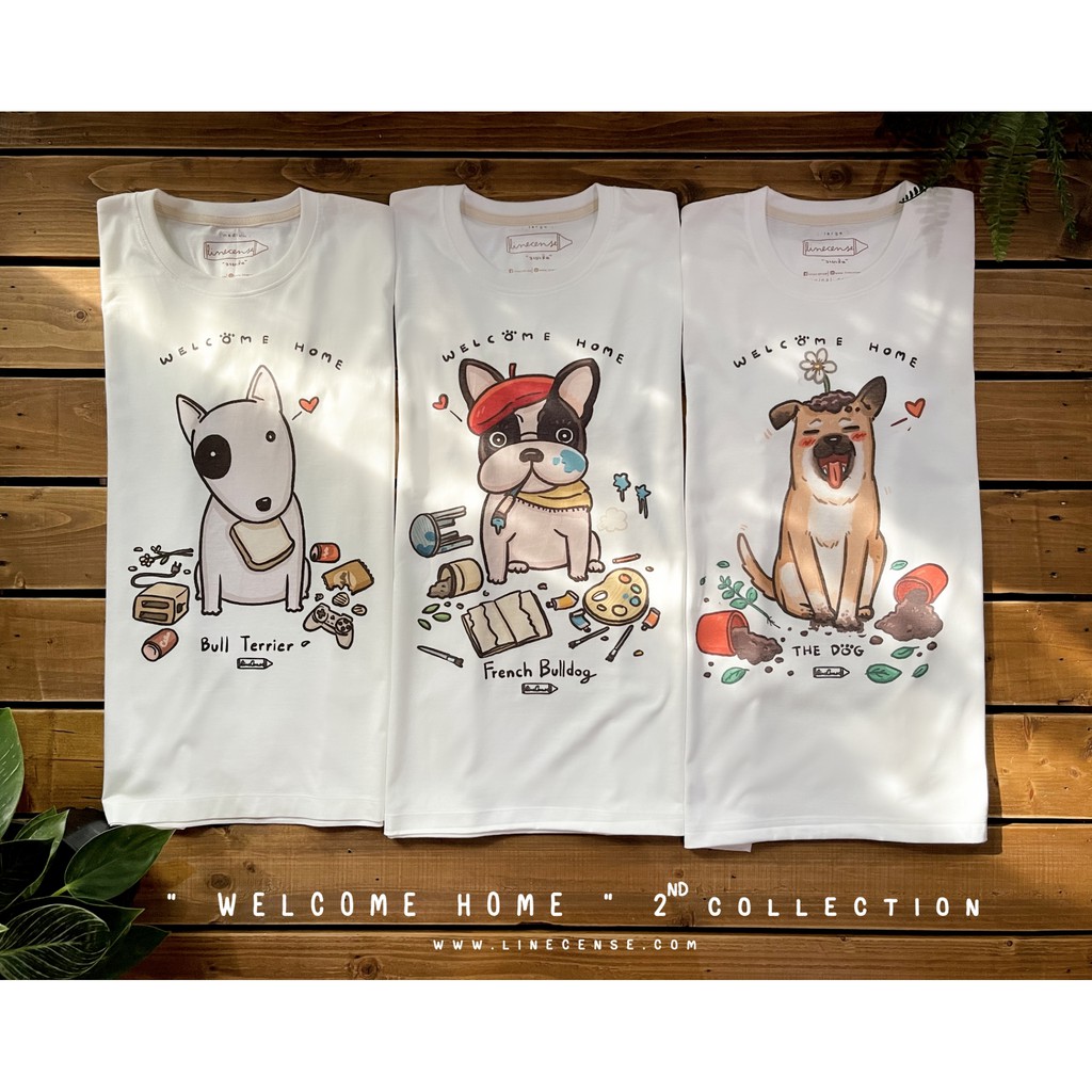 เสื้อยืดผ้าฝ้ายพิมพ์ลายขายดีfrench-bulldog-welcome-home-t-shirt-เสื้อยืดลายหมาเฟรนช์บูลด็อก