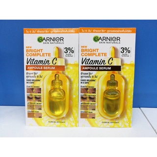 (1 ชิ้น)Garnier Bright Complete Vitamin C Ampoule Serum การ์นิเย่ไบรท์คอมพลีทวิตามินซีแอมพูลบำรุงผิวหน้า 1.5 มล.