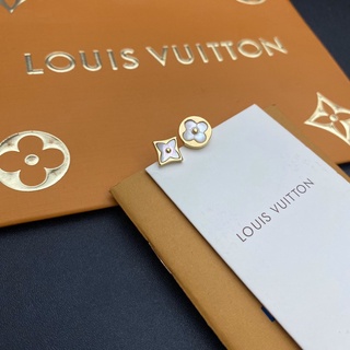 LOUIS VUITTON ต่างหูสตั๊ด เหล็กไทเทเนียม รูปโลโก้ตัวอักษร LV เครื่องประดับแฟชั่น สําหรับผู้หญิง