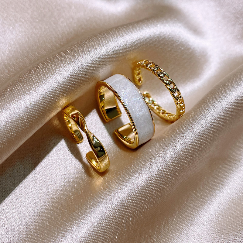 ภาพหน้าปกสินค้าชุดแหวน ปรับระดับได้ สไตล์ญี่ปุ่นและเกาหลี สำหรับผู้หญิง สีทอง