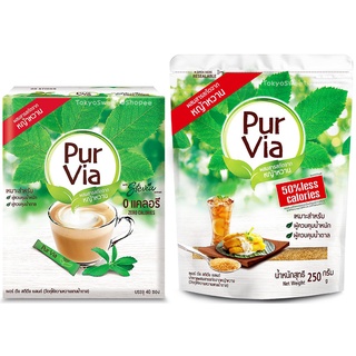 สินค้า Pur Via Stevia / Pur Via Sugar Blend เพอเวีย สตีเวีย เพอร์ เวีย เบลนด์ น้ำตาลผสมสารสกัดจากใบหญ้าหวาน Equal อิควล