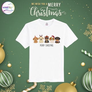 เสื้อยืดคริสต์มาส เสื้อคริสต์มาส Christmas &amp; Happy new year (MC162)เสื้อยืดสีขาว