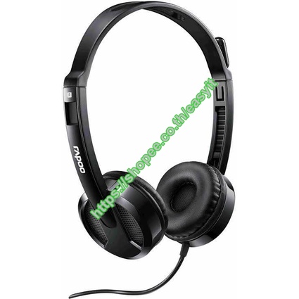 หูฟังrapoo-h100-plus-wired-stereo-headsets-hd-voice-rotary-microphone-volume-adjustment