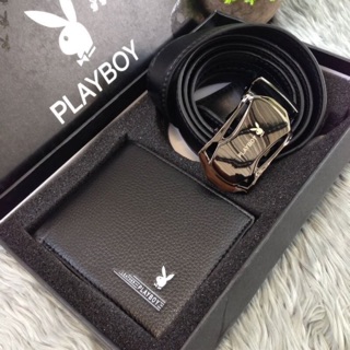 🧚‍♀️ PLAYBOY LEATHER BELT &amp; WALLET VALUE PACK OEM FACTORY 🧚‍♀️เข็มขัดหนัง+กระเป๋าสตางค์หนังแท้