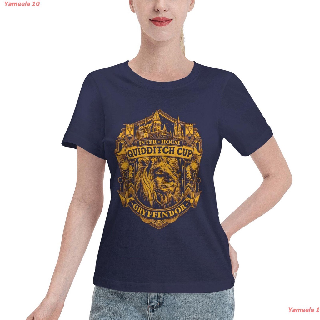 เสื้อยืดผู้ญิง-แฮร์รี่-พอตเตอร์-คลาสสิค-gold-lion-athletics-กริฟฟินดอร์-t-shirt-women-t-shirt-เสื้อยืดผูหญิง