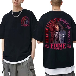 [S-5XL] เสื้อยืดแขนสั้น พิมพ์ลายกราฟิก Stranger Things 4 Hellfire Club Eddie Munson ทรงหลวม สไตล์ฮิปฮอป แฟชั่นสําหรับผู้