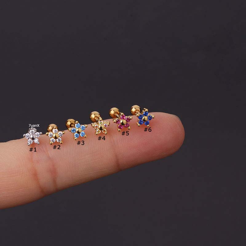 ต่างหูสแตนเลสรูปดอกไม้-helix-lobe-tragus-daith-percing-20gauge-1-ชิ้น