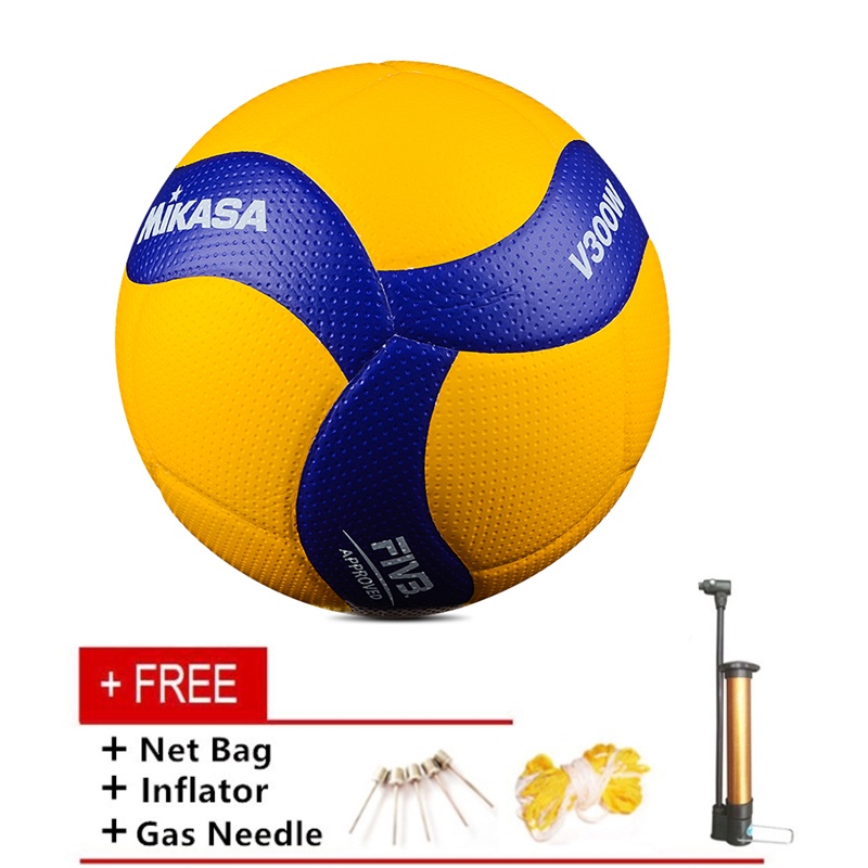 ราคาและรีวิวOfficial FIVB Mikasa ลูกวอลเลย์บอล V300W หนัง PU ไซซ์ 5