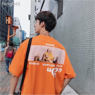 ☇New Style Short-Sleeved t-Shirt Men Summer Korean Version Trendy Simple Half-Sleeved Top Hong Kong Loose Casual Street