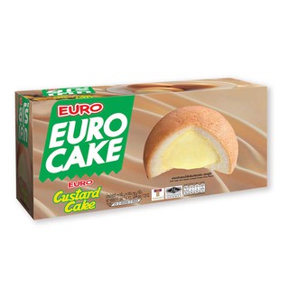 สินค้า Euro Cake ยูโร่เค้ก คัสตาร์ด พัฟเค้กสอดไส้หลากรส 17g. จุ 12 ชิ้น